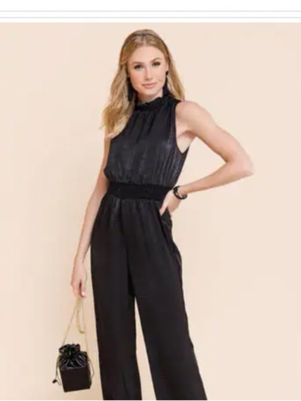 Lulu's Black Sleeveless High-Neck Jumpsuit